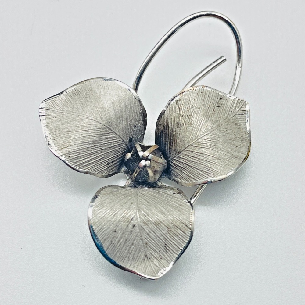 Signed Bond Boyd Sterling Silver Modernist Flower Brooch Pin Vintage Statement